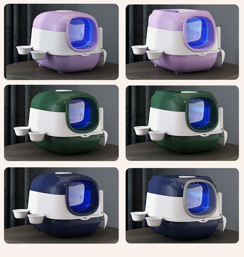 Caja de arena para gatos de gran tamaño, totalmente cerrada, plegable, inteligente, con esterilización y desodorante, venta al por mayor_voghion.com