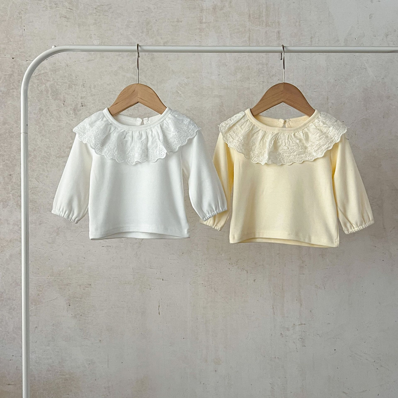 Abbigliamento per bambini Camicia per bambina in cotone ad alta elasticità con base in pizzo e top in morbida pelle per bambini_voghion.com