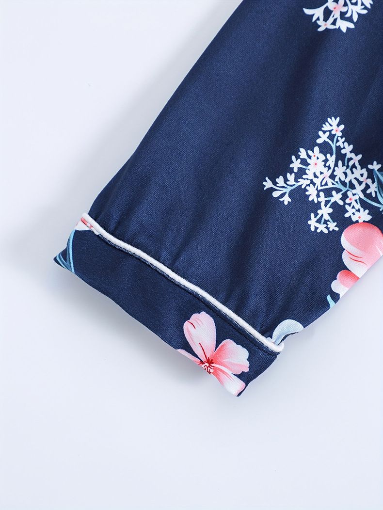 Otoño e invierno, ropa grande para el hogar para bebé, cárdigan Floral de seda de leche, pantalones de manga larga, conjunto de pijamas para niños, otoño_voghion.com