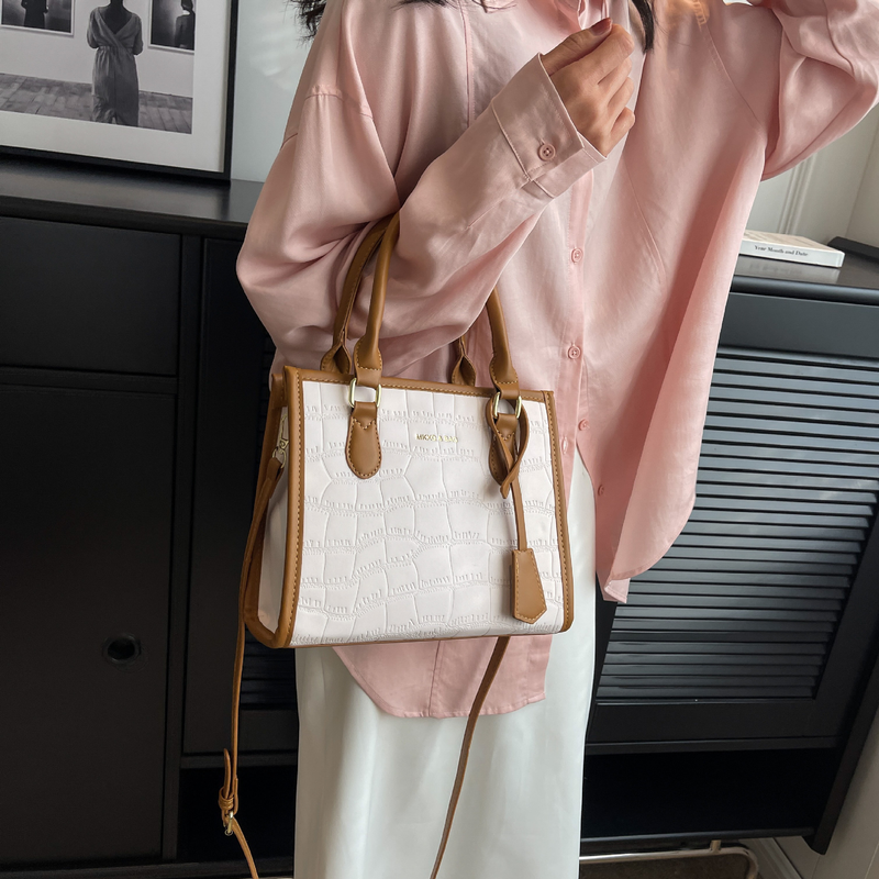 Sac fourre-tout Sac pour femme de grande capacité Nouveau sac à main Motif pierre en relief Europe et États-Unis Sac de banlieue à une épaule diagonale à la mode_voghion.com
