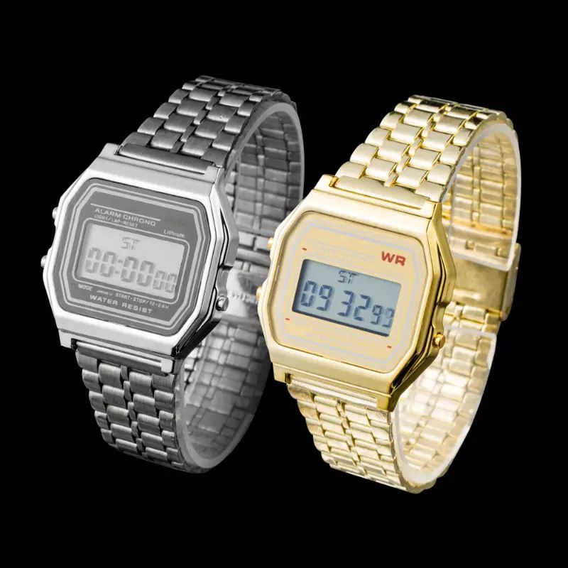 Stalen band horloge Dameshorloge Heren zakelijk horloge Multifunctioneel Led digitaal sporthorloge Elektronische klok_voghion.com