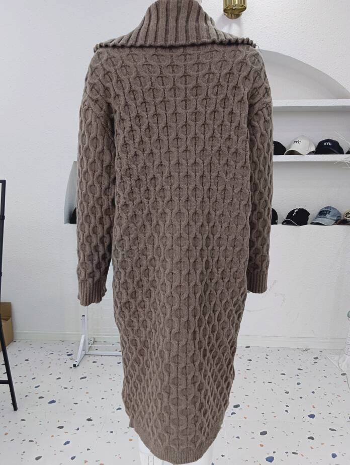 Winter Clothes Women Solid Single Breasted Long Sleeved Coat Knitted Cardigan Oversized Cardigan Thick Sweaters for_voghion.com