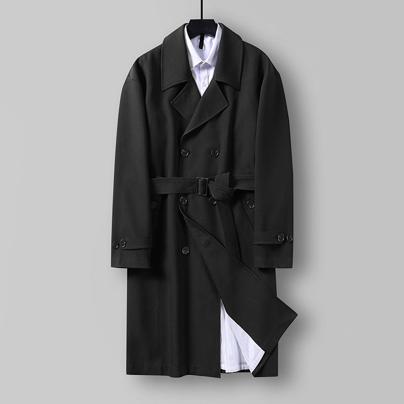 Men's Clothing Windbreaker Spring And Autumn Super Long Over The Knee Double Breasted Loose Coat Casual Large Size Outline Coat_voghion.com