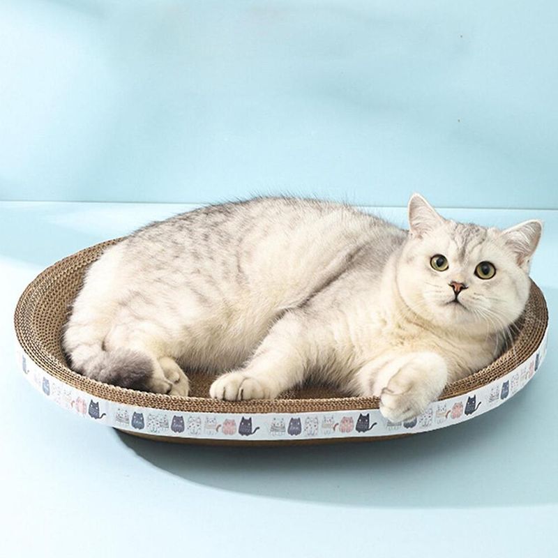 Cat Scratcher Cardboard Oval Cat Scratch Pad Bowl Nest For Indoor Cats Grinding Claw Round Cat Scratching Board_voghion.com