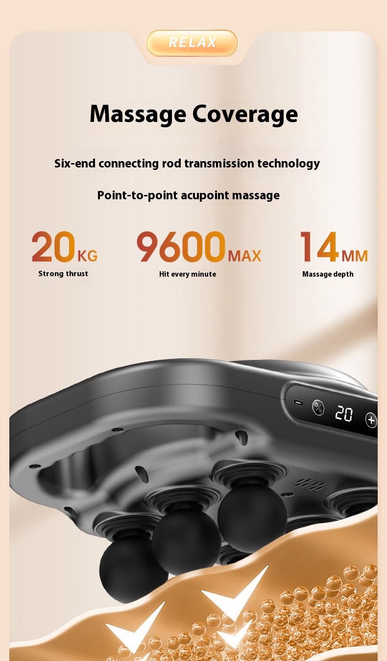 Rechargeable fascia gun Pro grade low back powerful vibration muscle relaxation massager six-head fascia gun_voghion.com