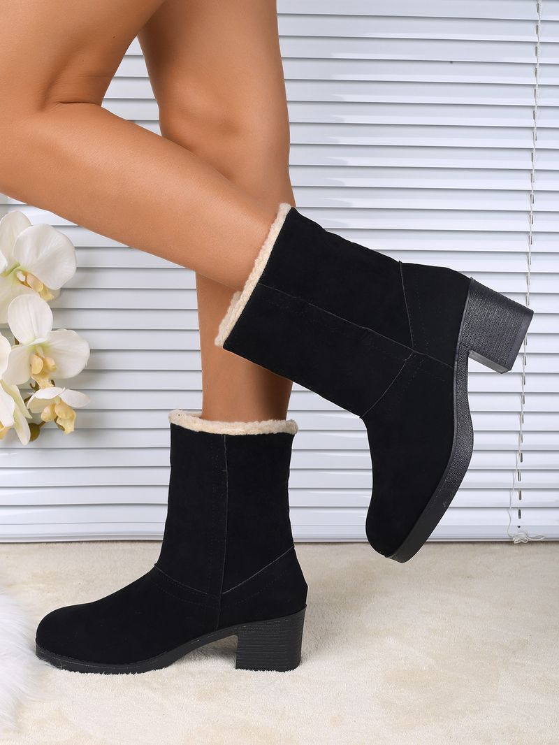 Plus Size 2024 Herbst Winter Neue Fleece gefütterte verdickte Wildleder Leopardenmuster Schneebaumwollstiefel für Frauen_voghion.com