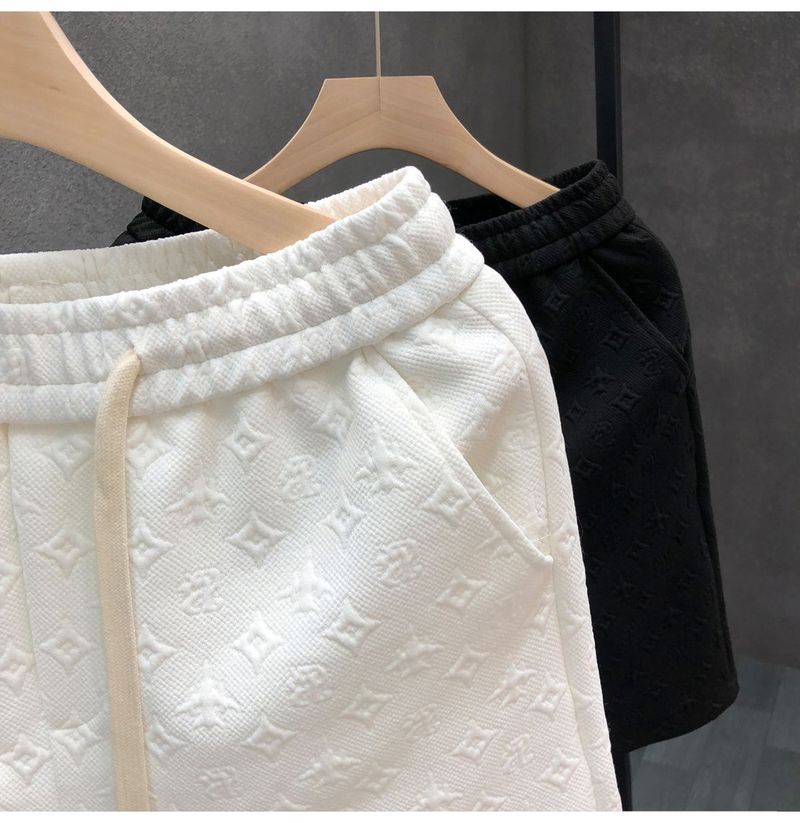 Light Luxury Style White Jacquard For Men, Summer Trendy Brand Five-Point Shorts, 2024 New Men's Half-Length Shorts_voghion.com