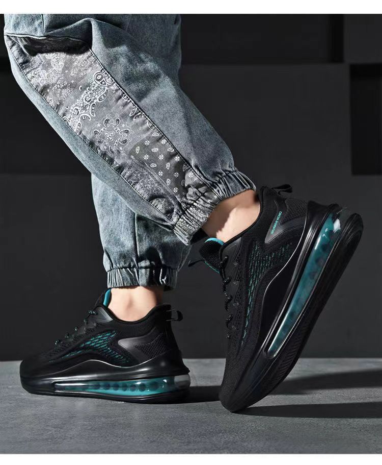 Leisure Men's Breathable Fly Woven Low Top Sports Shoes, Fashionable Air Cushion Outdoor Running And Travel Shoes_voghion.com