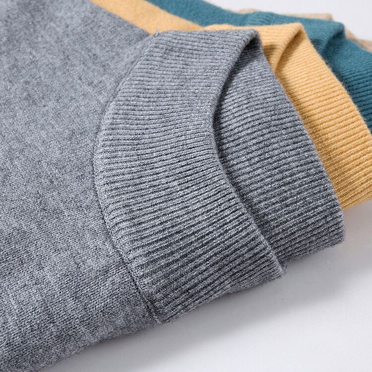 Herrenbekleidung Live-Übertragung Halbrollkragen Langarm-Strickpullover Herren Herbst und Winter Neues einfarbiges warmes Unterhemd Herren_voghion.com