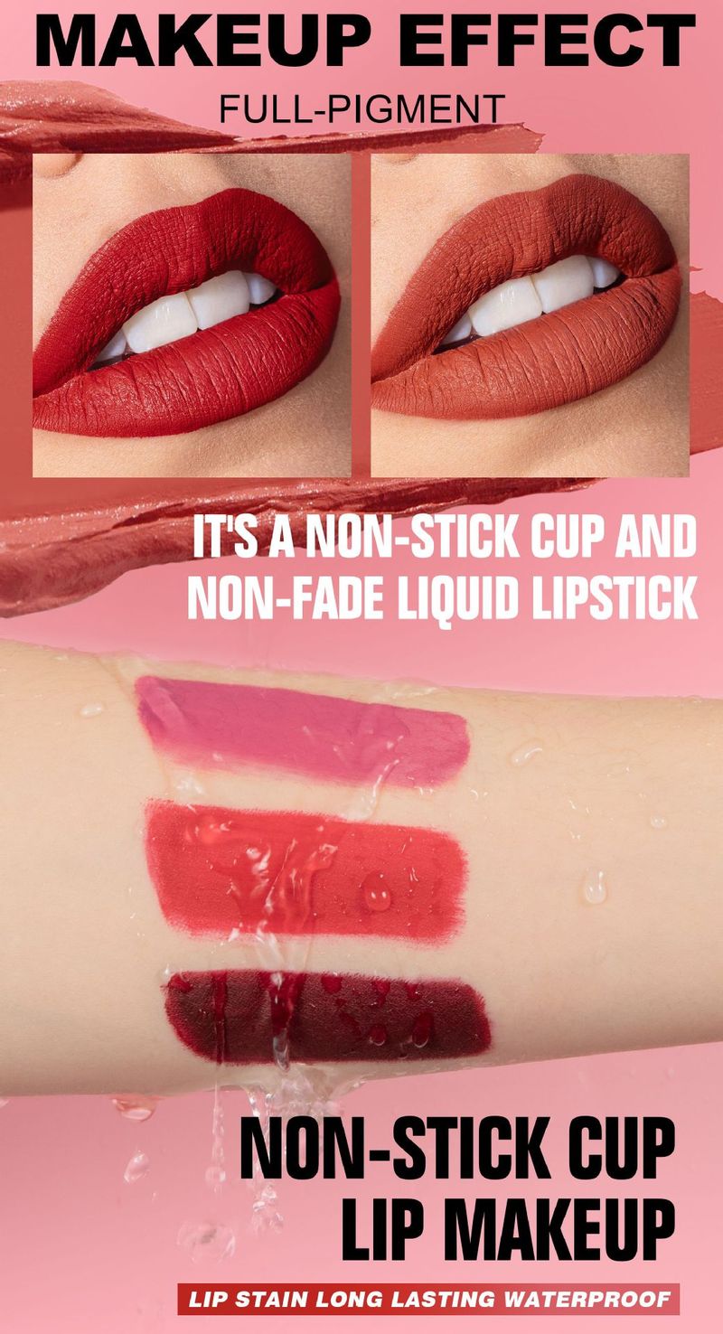 HANDAIYAN 6-Piece Matte Lip Gloss Set - Long-Lasting Waterproof Lipstick, Non-Fading & Non-Sticky, Velvet Finish_voghion.com