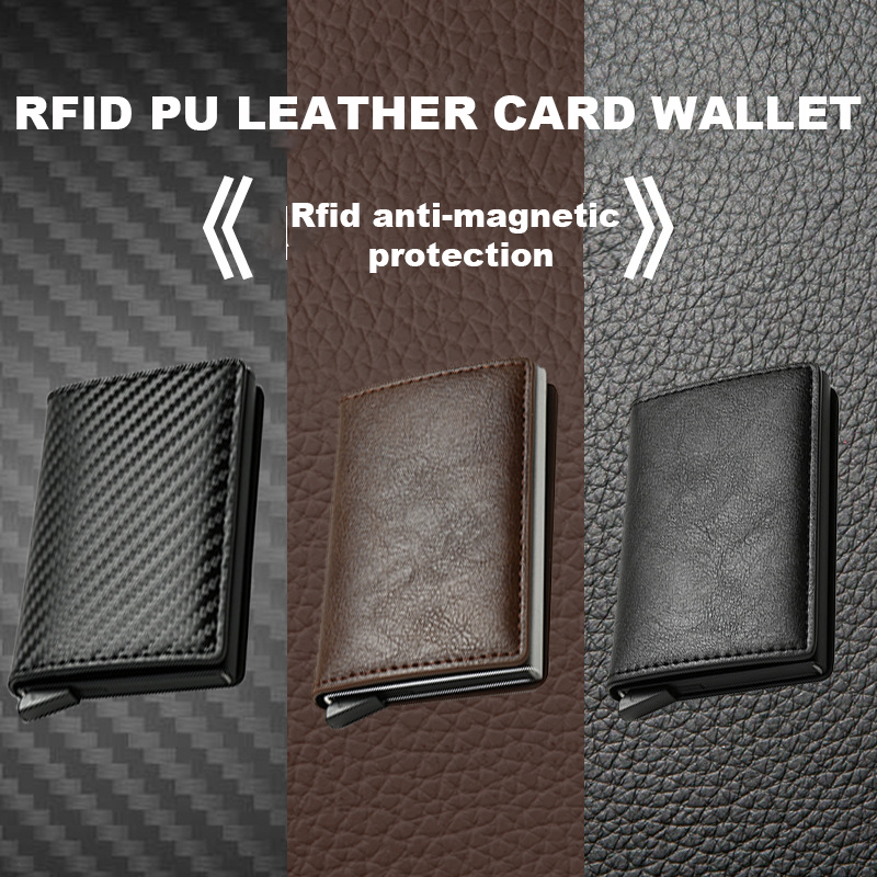 RFID automaatne hüpikakna kaardihoidja Üliõhuke krediitkaardi rahakott Rahaklambriga mitme pesaga rahakott meestele_voghion.com
