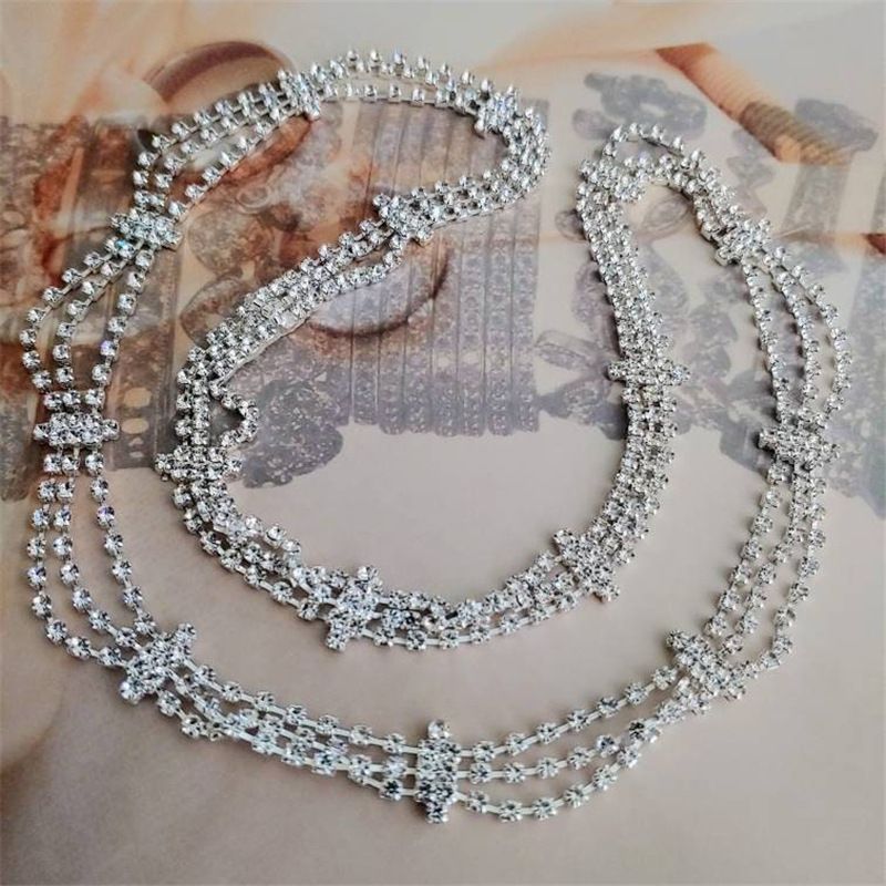 Catena per capelli in strass di vendita calda con più strati di onde tempestate di diamanti per sposa, fasce per capelli da sposa,_voghion.com