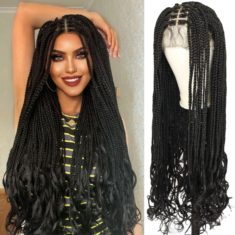 36inch long chemical fiber 9*6 lace braid headband African braid handmade braid with flowers bottom of braid for daily wear, breathable and not stuffy_voghion.com