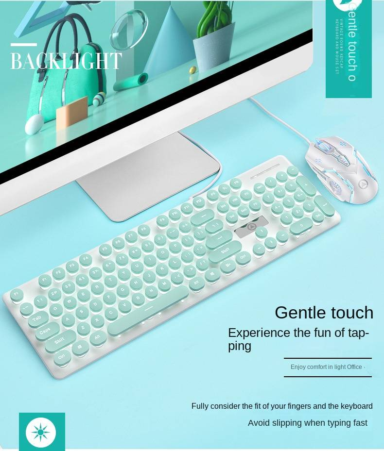 Silber Skulptur V8 Punk Mechanisches Gefühl Tastatur Und Maus Set Leuchtendes Spiel Computer Zubehör_voghion.com