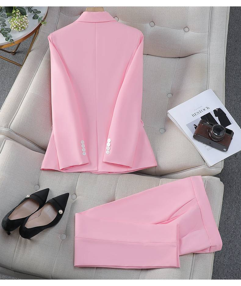 Women's Clothing Pink suit for women Spring and Autumn 2024 new professional suits formal suits temperament work clothes interview small suit jacket_voghion.com