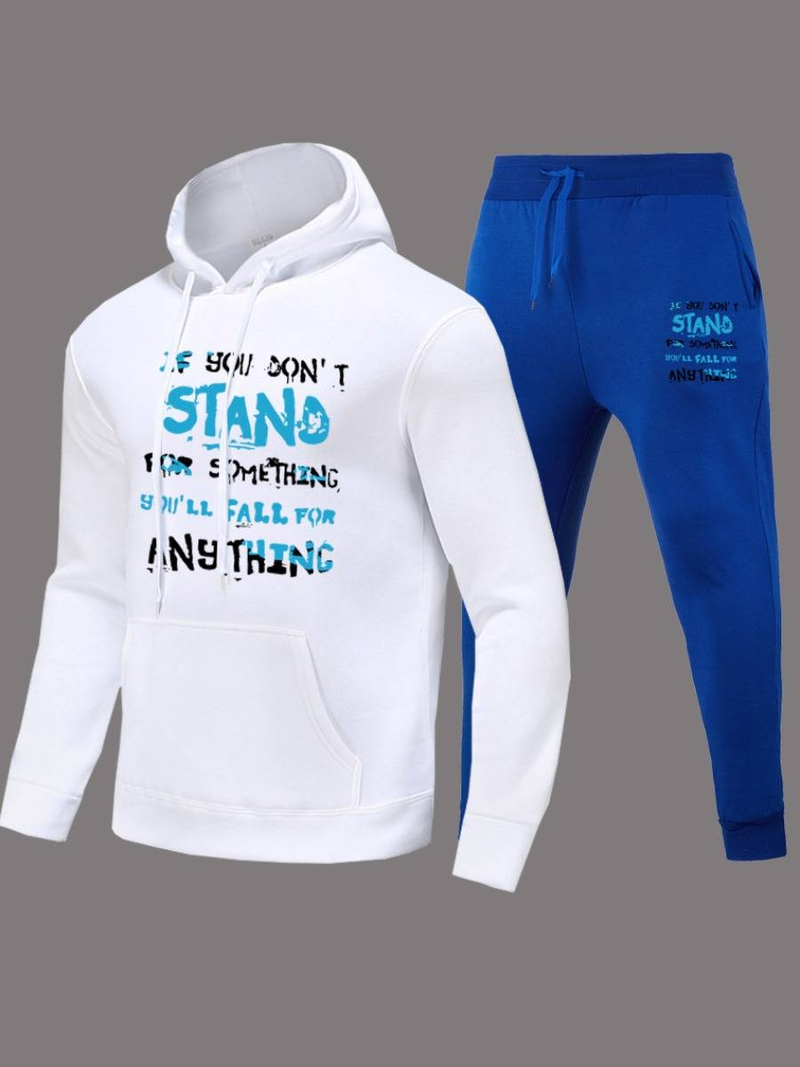 Plus Size Herfst & Winter Letter Print Color Block Hooded Sweatshirt Set Dagelijks Casual Lange Mouw Vrouwelijke Trainingspak Set_voghion.com