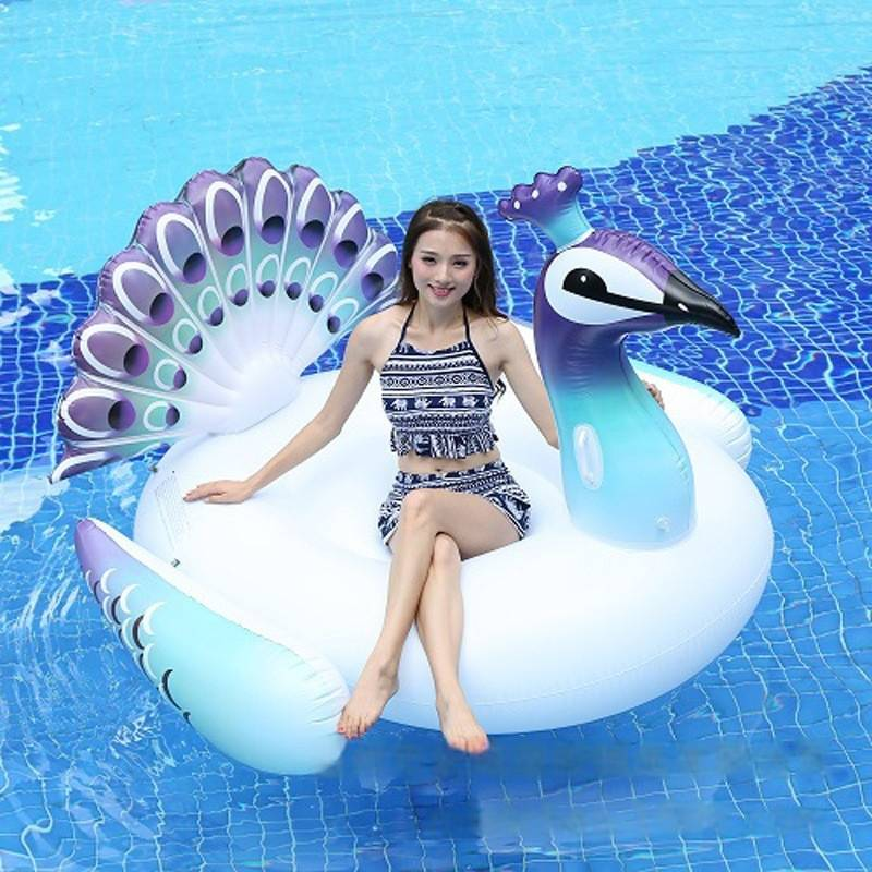 Galleggiante gonfiabile a forma di pavone per piscina - Design a cigno blu per adulti, sedia a sdraio sull'acqua con seduta comoda_voghion.com