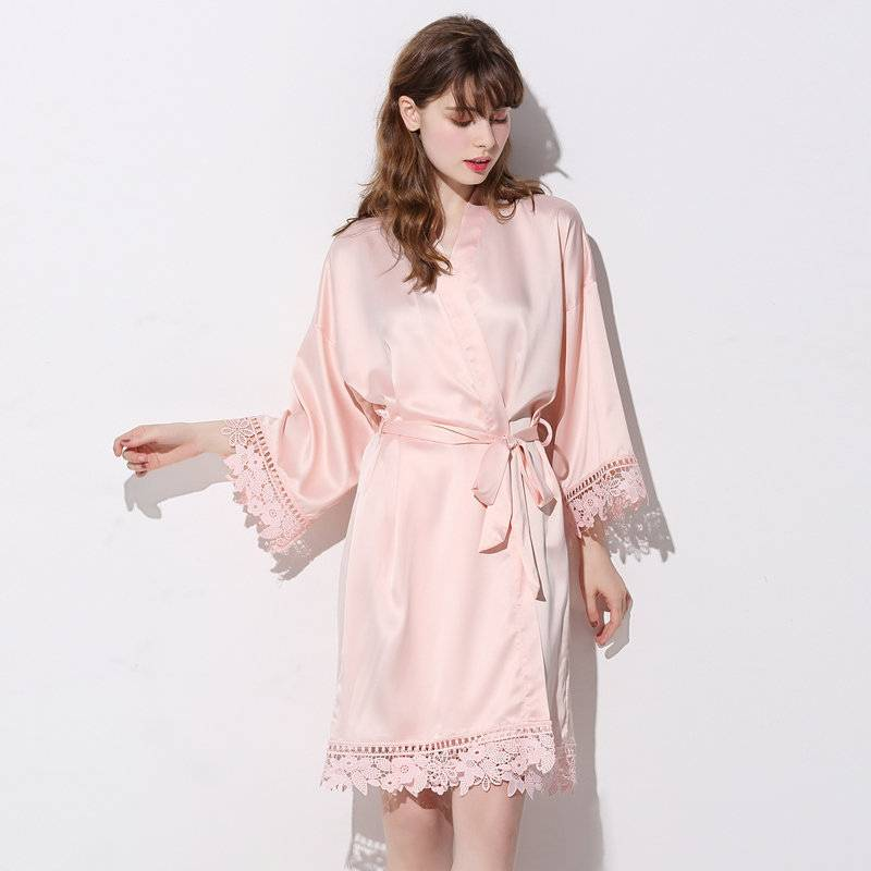 Women's Sleepwears Bridesmaids Nightgowns Matte Satin Lace Nightgowns_voghion.com