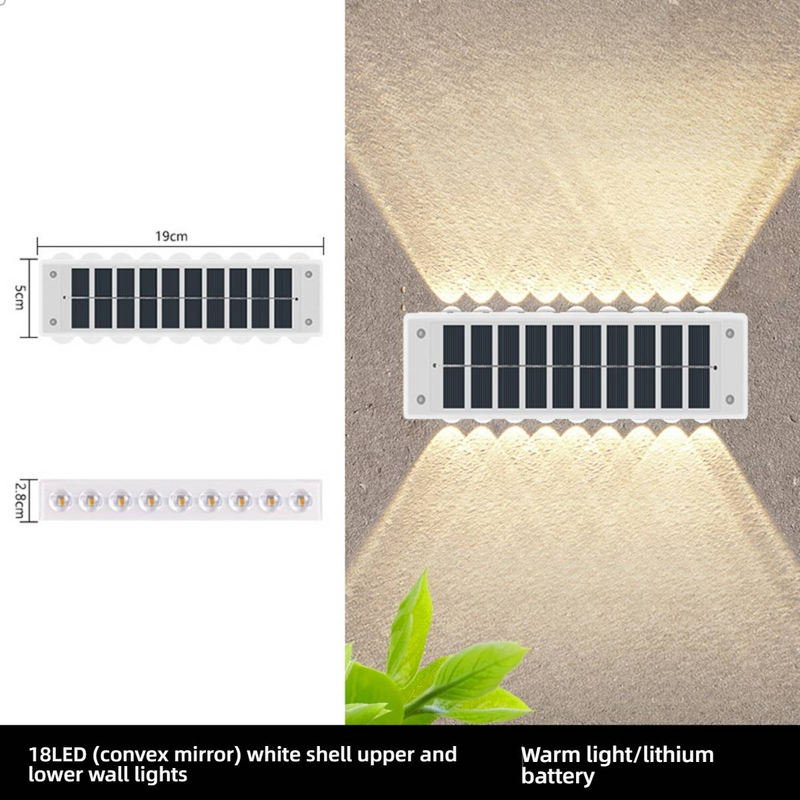 Solar-Wandleuchten für den Außenbereich, wasserdicht, Garten-Villa-Zaunbeleuchtung, LED-solarbetriebene Landschaftsleuchten für Hof, Terrasse, Balkon, Warmweiß/Kaltweiß_voghion.com