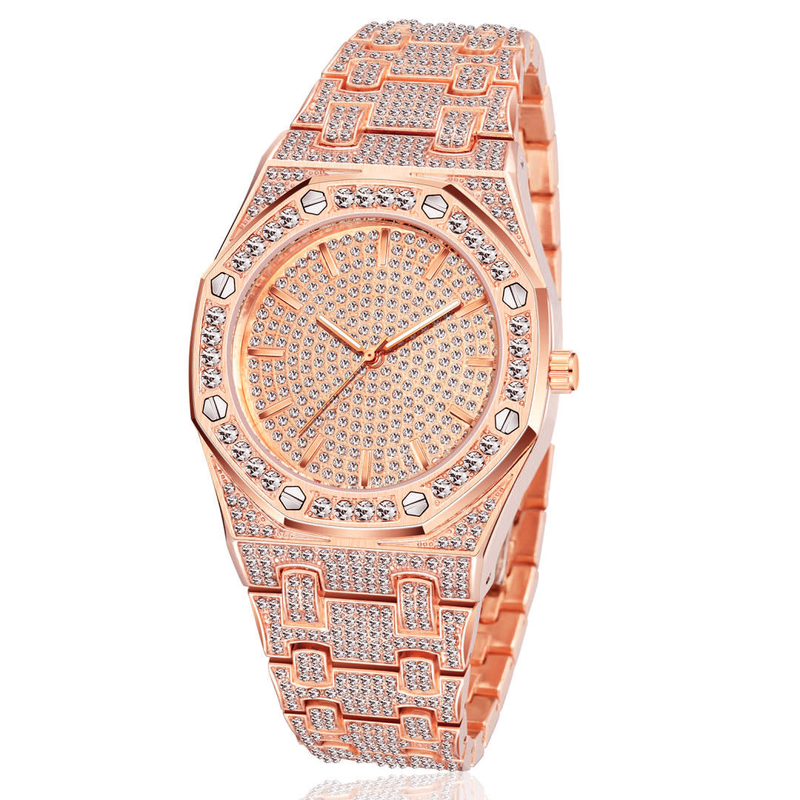 Designers Neutral Farmhouse Oak Series Full Diamond Leisure Business Quartz Watch_voghion.com