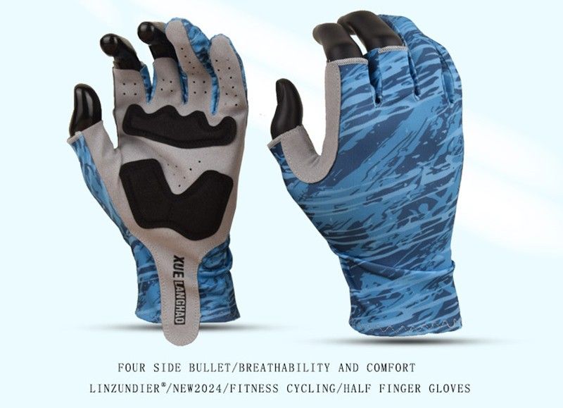 Guanti da pesca Protezione solare Asciugatura rapida Sottili Traspiranti Antiscivolo Antiforatura Esca Tre dita Pesca in mare Volare e catturare pesci_voghion.com