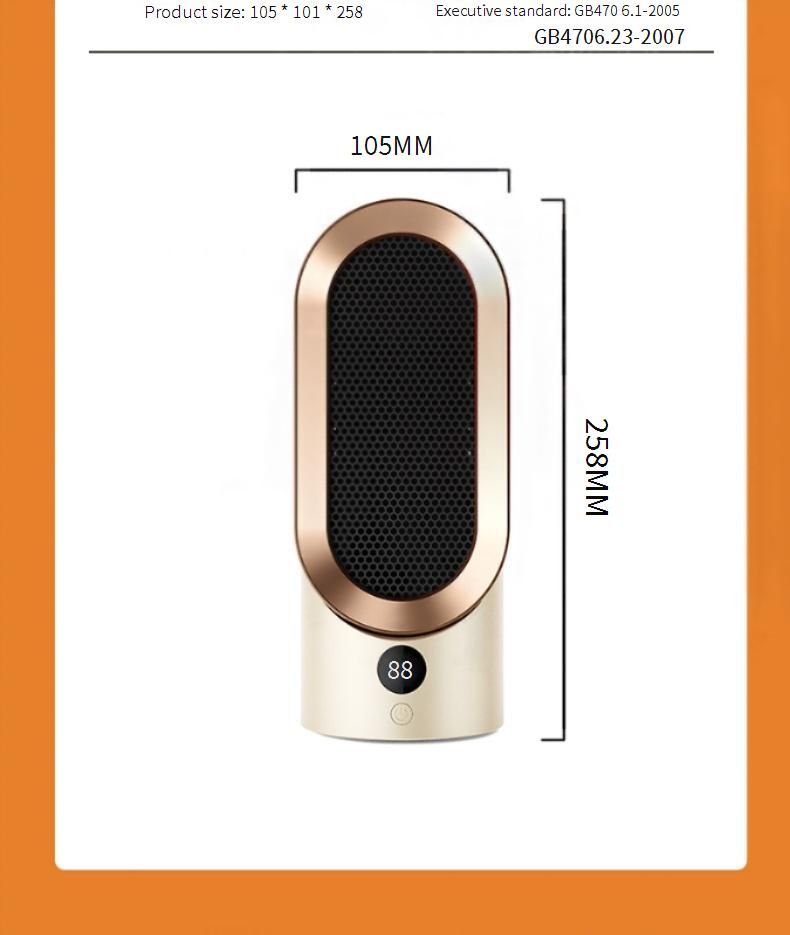 Portable Ceramic PTC Space Heater With Overheat & Tip-Over Protection, 800W Fast Heating For Home/Office, Quiet Desktop Warm Air Fan_voghion.com