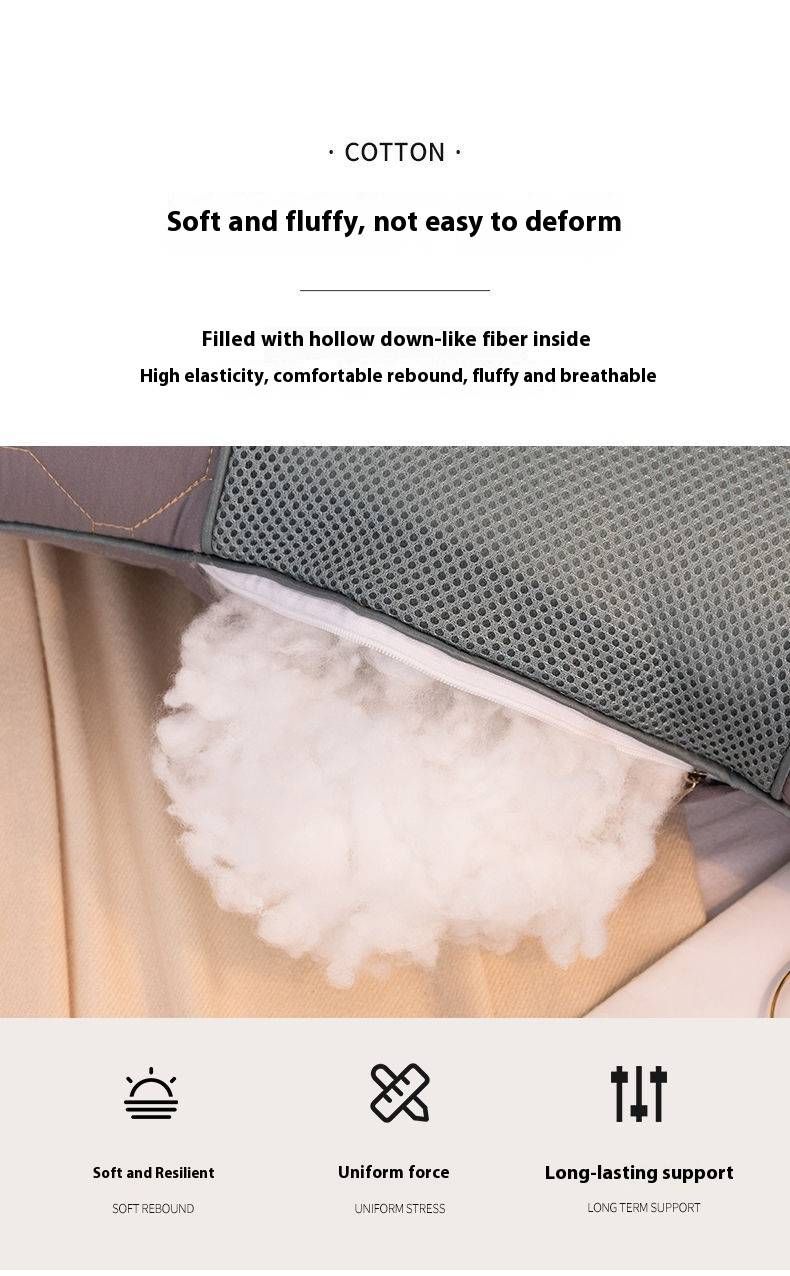 Cuscino traspirante in cotone e semi di cassia (48x74 cm) – Altezza regolabile (5-10 cm) per supporto del collo e sonno profondo_voghion.com