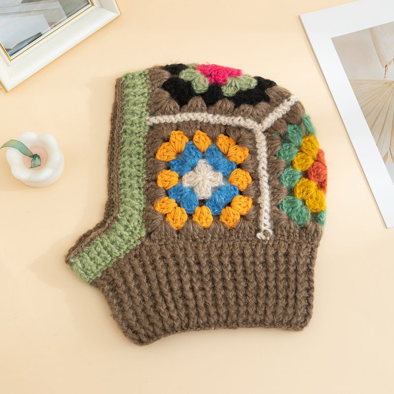 Passamontagna lavorato a maglia - Protezione invernale calda per orecchie e collo, tessuto acrilico morbido, design geometrico retrò, traspirante e antivento per attività all'aperto_voghion.com