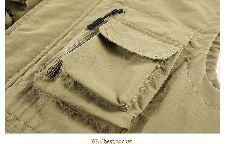Utility-Weste mit mehreren Taschen für Outdoor-Aktivitäten – Leichtes Nylon mit Reißverschluss_voghion.com