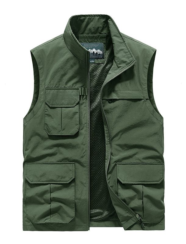 Men's Clothing Multi Pocket Casual Wear Men's Multi-Pocket Casual Vest Photography Advertising Shirt Volunteer Printing Outdoor Sports Vest_voghion.com