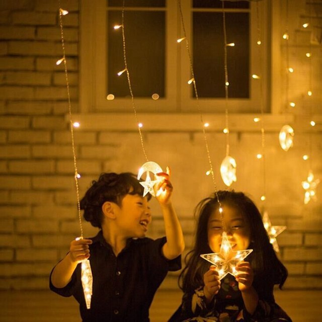 Star Moon Led Curtain Garland String Light EID Mubarak Ramadan Decorations for Home 2023 Islam Muslim Event Party Supplies Decor_voghion.com