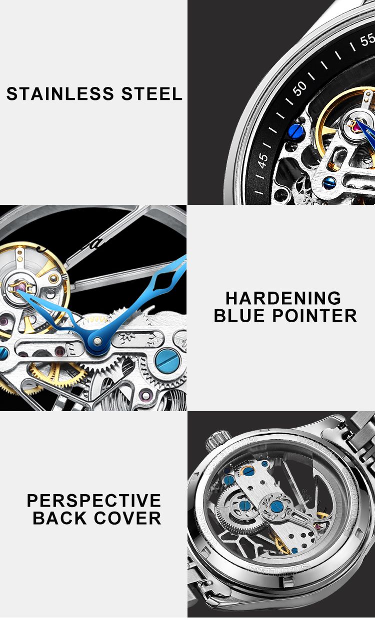 AILANG Fashion Skeleton Mechanical Watch Top Brand Luxury Men's Steampunk Transparent Hollow Automatic Watch Relogio Masculino_voghion.com