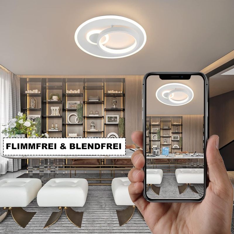 Glitzerlife Deckenlampe Led Deckenleuchte Wohnzimmer - Dimmbar Mit Fernbedienung Schlafzimmerlampe Modern Design Wohnzimmerlampe Für Arbeitszimmer Jugendzimmer_voghion.com