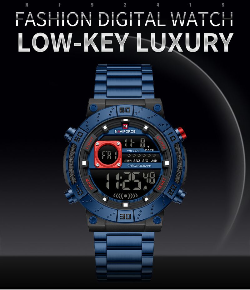 Luxury Golden Digital Man Watch LED Display Stainless Steel Wristwatch Men Waterproof Chronograph Relogio Masculino_voghion.com