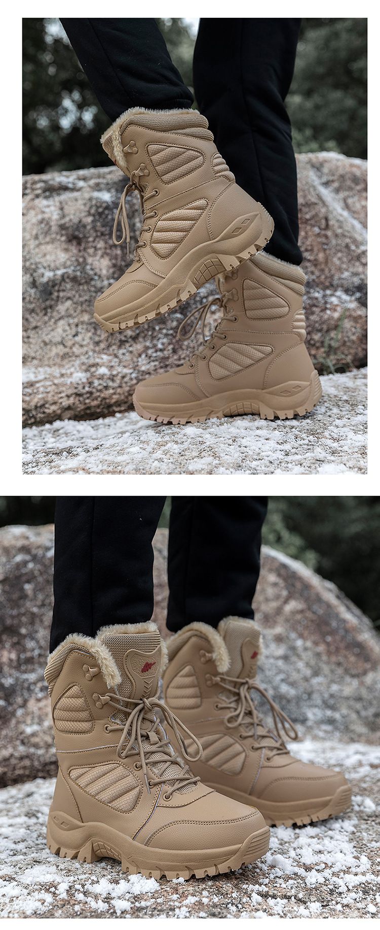 Warm High Top Hiking And Skiing Training Boots, High Top Combat Military Boots, Hiking Shoes_voghion.com