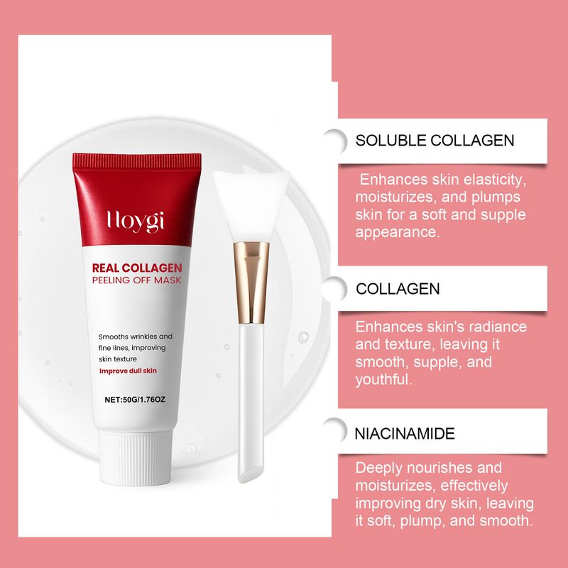 Maschera peel-off al collagene HOYGI, detergente delicata, esfoliante per il viso, idratante, delicata e nutriente per la pelle._voghion.com