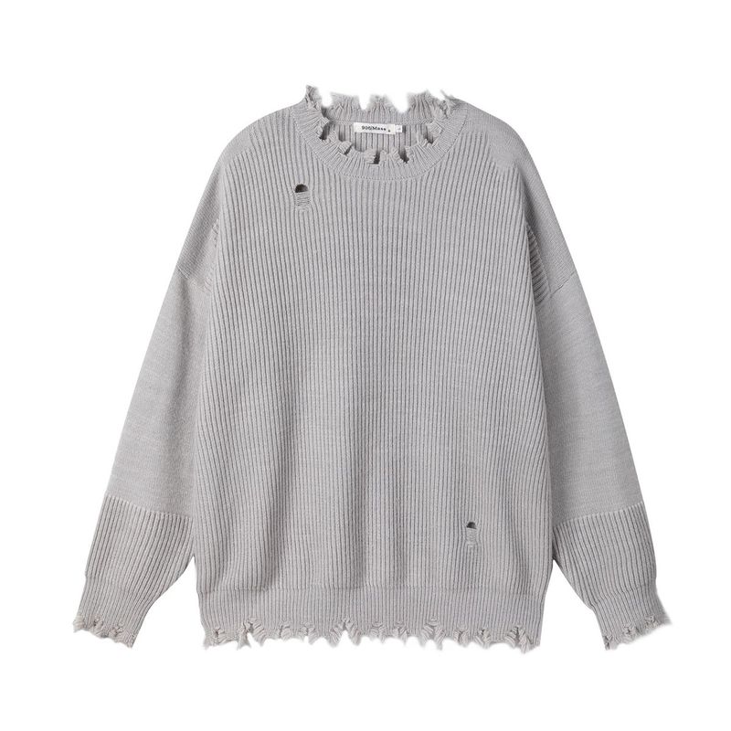 Jiayiku Men's Clothing New American Lazy Distressed Niche Wasteland Style Knitted Sweater_voghion.com