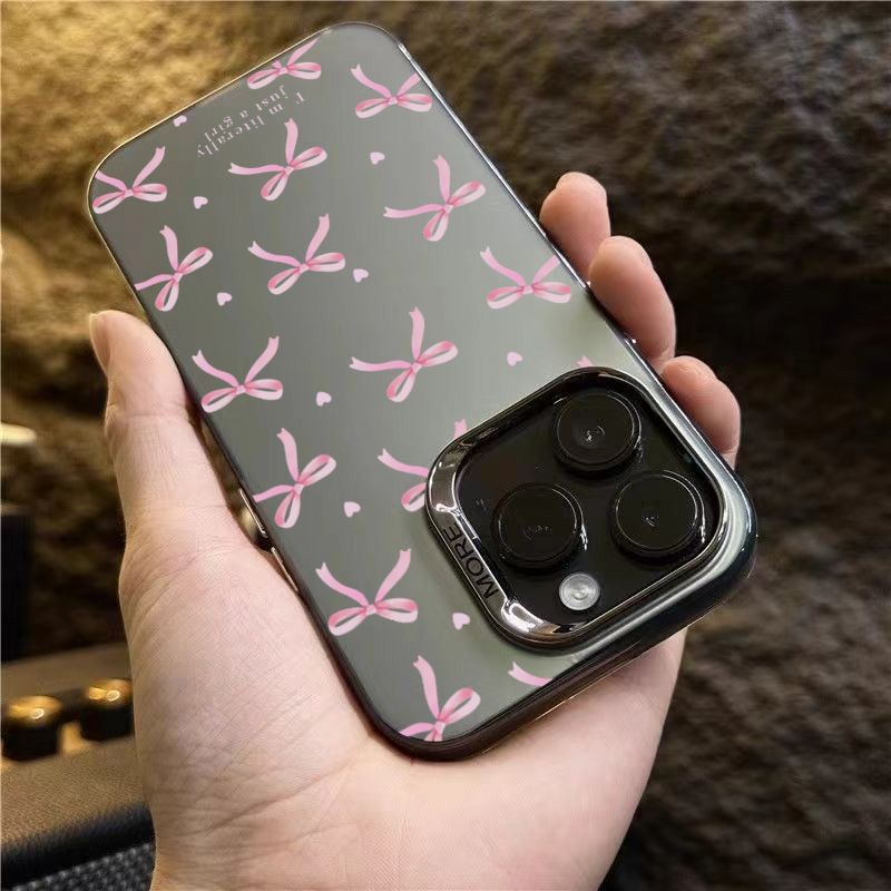 Coque de téléphone à motif cœur et nœud pour iPhone 16 Pro Max, 15, 14, 13, 12, 11, XS, X, XR, 7, 8 Plus, SE 2022, résistante aux chocs, rigide et mate_voghion.com