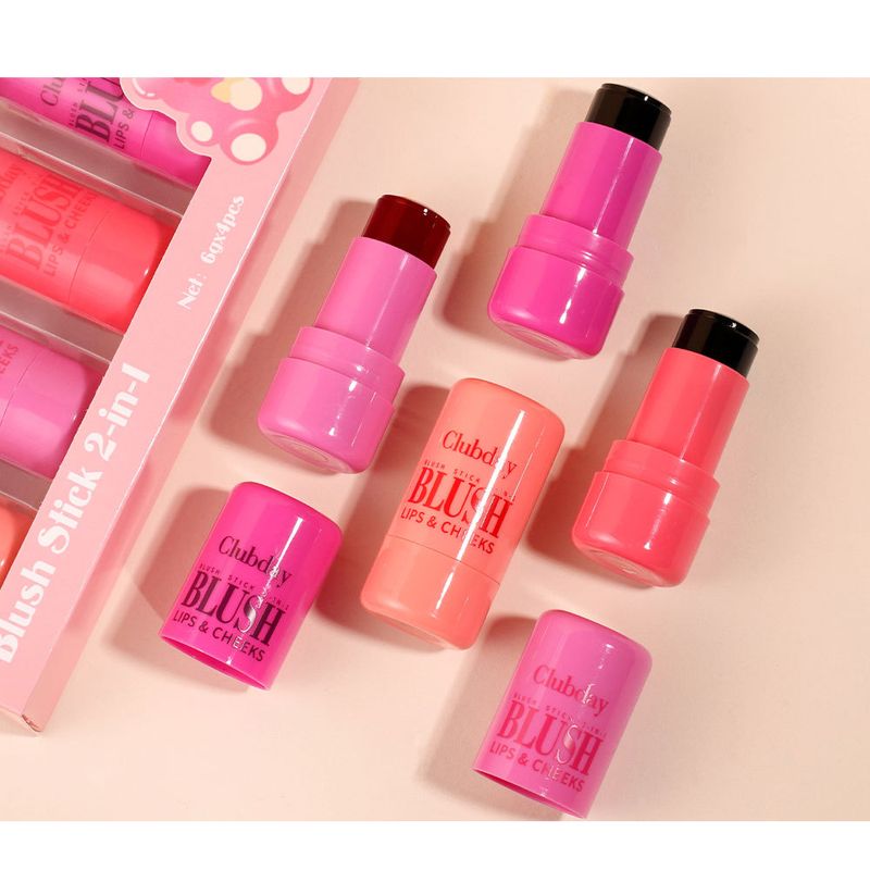 Clubday Jelly Set Makeup Q Play 4 Color Moisturizing Matte Carmine powder blusher_voghion.com