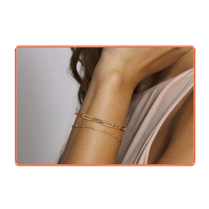 Utsøkt gullbelagt dobbeltlags lasso-bindersarmbånd for kvinner, personlig lite armbåndsgave | Yndige gullarmbånd til kvinner_voghion.com