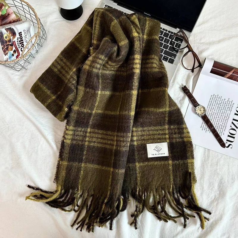 2024 Neuer Mirad Premium-Schal mit Karomuster für Damen im Winter, koreanische Ausgabe, doppelt verwendbar, dicker, warmer Schal_voghion.com