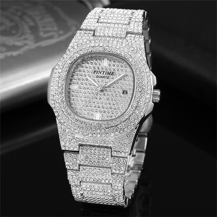 Stahlbanduhr Patek Diamantbesetzte Gypsophila Herren- und Damenuhren Kalender Quarzuhren Europäische und amerikanische beliebte Uhren Großhandel_voghion.com