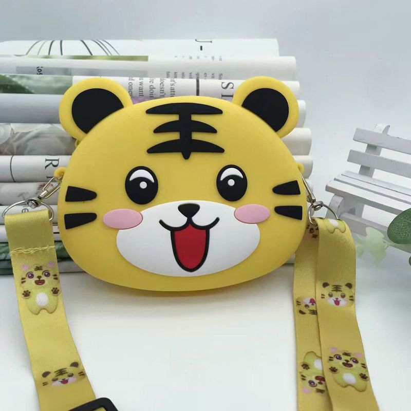 Borsa a tracolla per bambini a forma di acchiappa-topi, a forma di tigre felice, in silicone, giocattolo antistress da spremere, portamonete_voghion.com