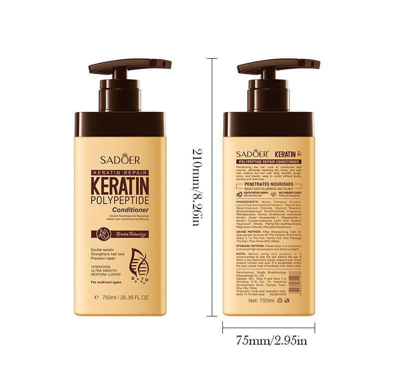 Balsamo per capelli levigante e nutriente ai peptidi di cheratina SADOER 750 ml_voghion.com