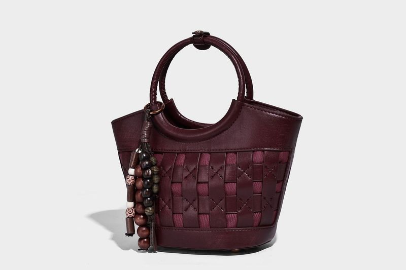 Borsa a secchiello con design di nicchia intrecciato di ispirazione retrò, nuovo arrivo autunno 2025, borsa a tracolla e tote versatile ed estetica con cestino di verdure_voghion.com