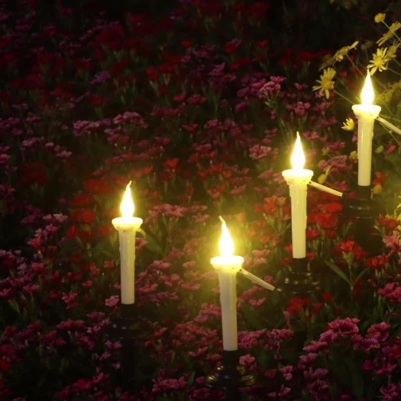 Solar Garden Torch Lights - European Style Outdoor Candlesticks For Patio, Pathway & Lawn (Set Of 4/6, Warm White LED)_voghion.com