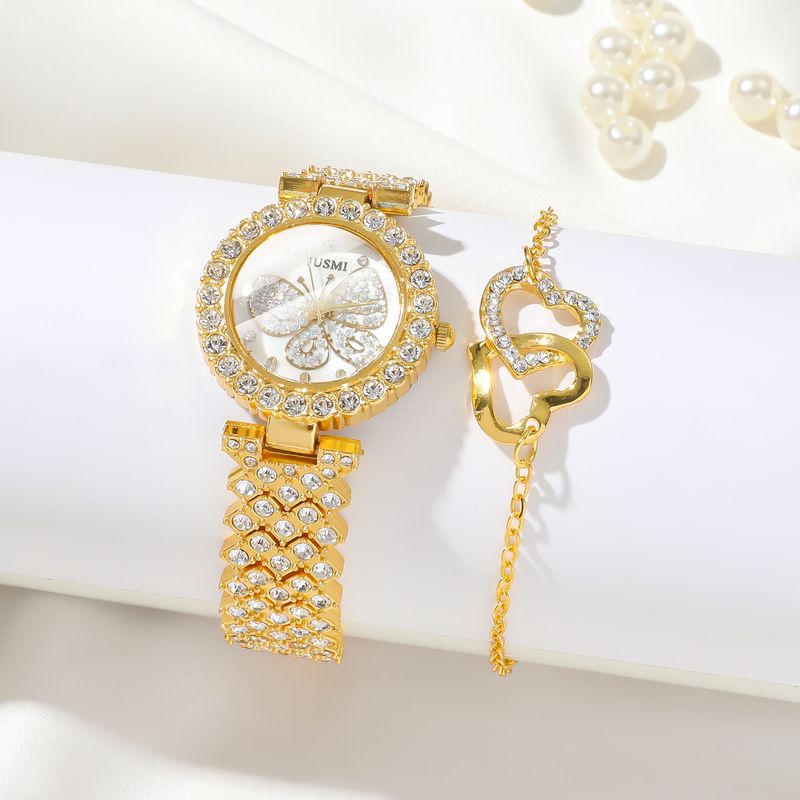 Naiste kellakomplekt Talvine uus naiste strassikivist liblikas nägu terasest vöö kvarts kell armastus ehted_voghion.com