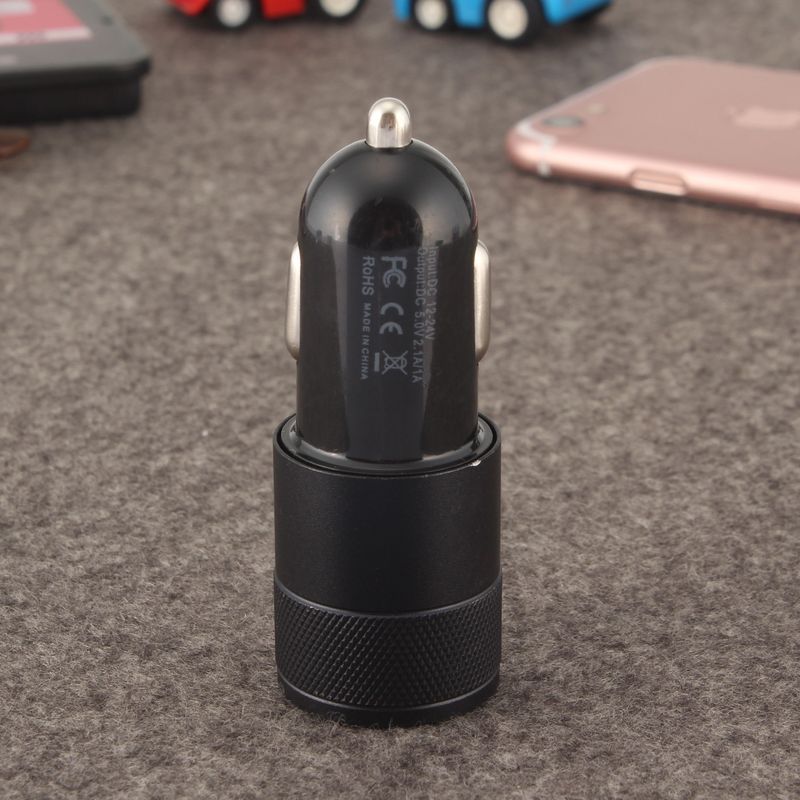 Small Steel Cannon Metal Dual USB Aluminum Alloy Charging 2.1A Tablet Smartphone Car Charger_voghion.com