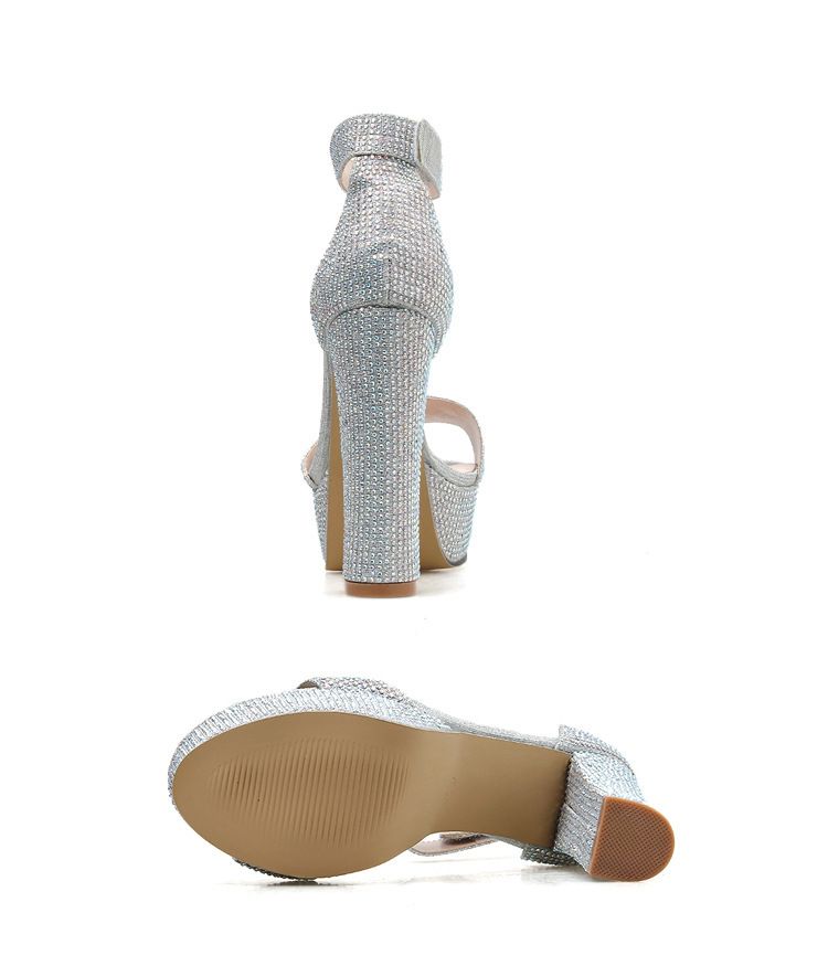 New women's sandals waterproof table with rhinestone thick heel high heel sandals_voghion.com
