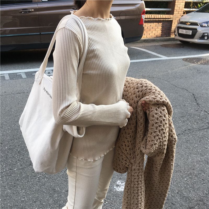 Korean New Versatile Large Capacity Letter Zipper Canvas Minimalist Style Women's Shoulder Casual Tote Bag_voghion.com